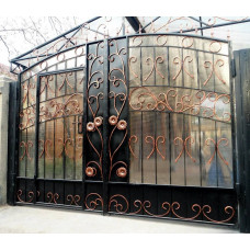  Кованые Ворота металлические, открытого типа на столбах/в раме №011. Производство: Украина, Одесса