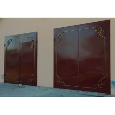 Ворота металлические, закрытого типа "глухие"/гаражные ворота в раме/на столбах, ковка №026. Производство: Украина, Одесса