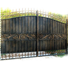 Кованые Ворота металлические, на столбах/в раме №037. Производство: Украина, Одесса