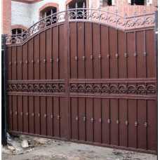 Ворота из металла кованые "глухие" распашные на столбах/в раме №054. Производство: Украина, Одесса