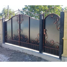 Ворота кованые "глухие" распашные на столбах/в раме №076. Производство: Украина, Одесса