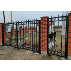 Кованые ворота "воздушные" на столбах/в раме №115. Производство: Украина, Одесса